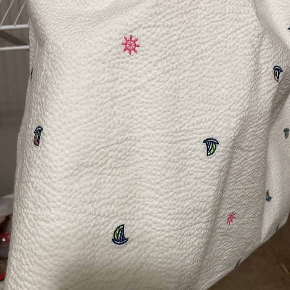 Lilly Pulitzer Navy & White Halter Dress, EUC Medium with sailboat/wheel detail - Picture 4 of 7